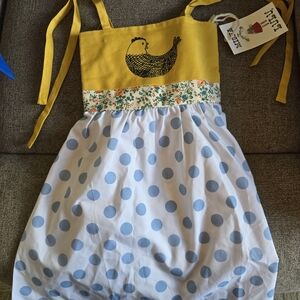 NWT Kids Casual Dress with Yellow and Blue Polka Dots